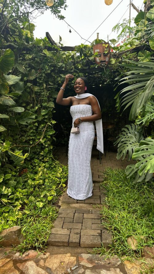 hand beaded White dress